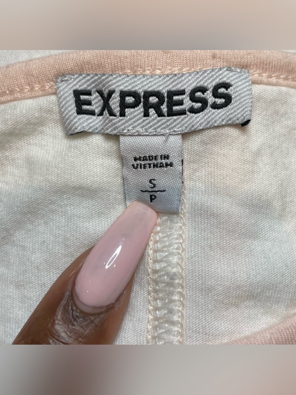 Express Black & White Raglan Tee Pink Stripe 3/4 Sleeve Top - Picture 5 of 5